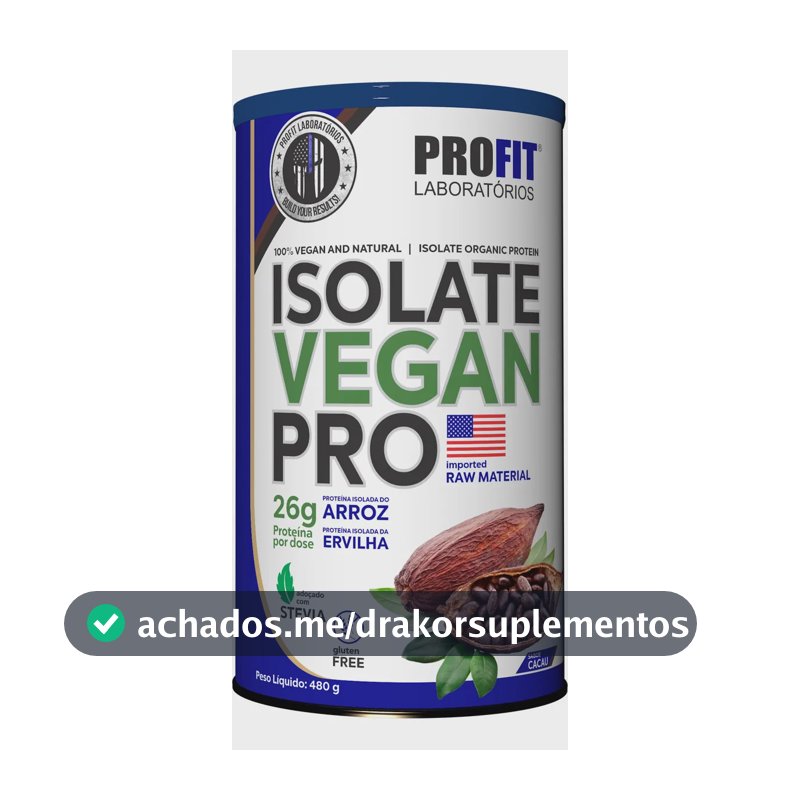 Isolate Vegan Pro 480g Zero Lactose Profit Laboratórios Sabor Chocolate