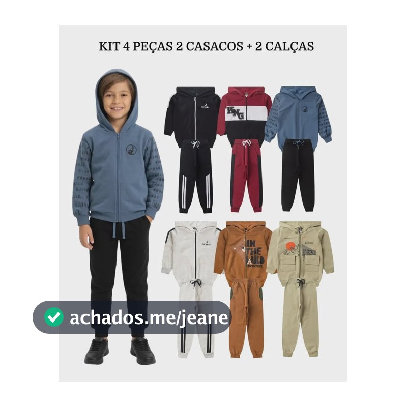 Kit 4 Peças 2 Conjunto Moletom Infantil Menino Roupa Inverno Tamanho 4