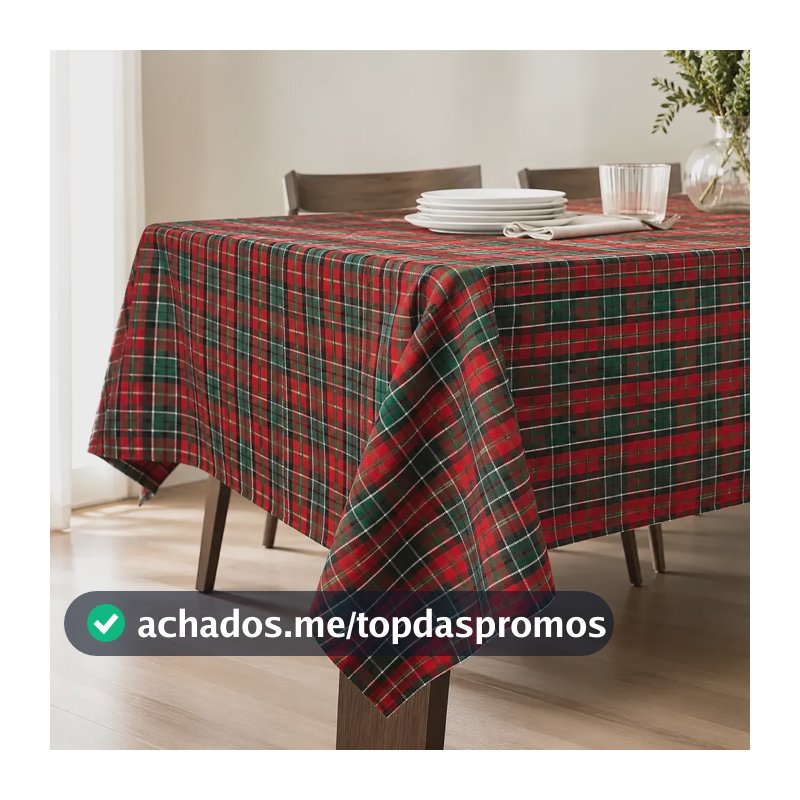 Toalha De Mesa Natalina Jacquard Xadrez Premium 4 6 8 Lugare 8 Lugares Jacquard Natalino