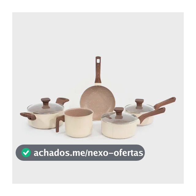 Jogo De Panelas Mimo Style Fundo Triplo Indução 5 Peças Cor Bege