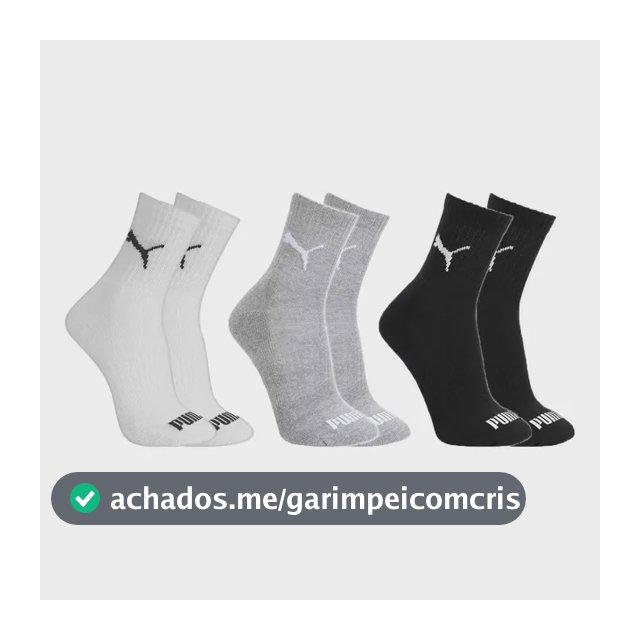 Kit 3 Pares Meias Puma Cano Médio Alto Atoalhada Original