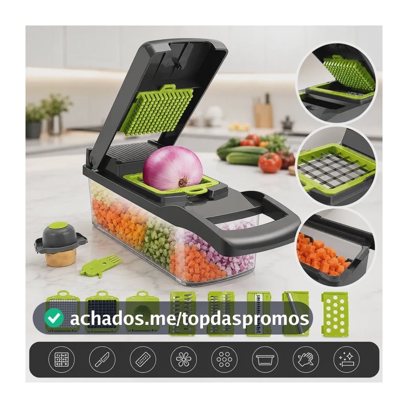 Cortador Ralador Legumes Frutas Vegetais Multiuso 16 Em 1 Fatiador Legumes