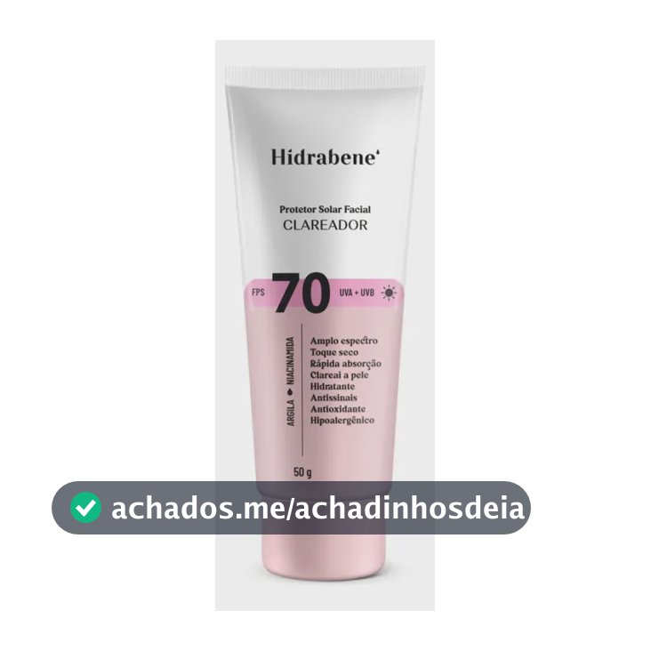 Hidrabene Protetor facial Solar FPS 70 Toque Seco Antissinais Clareia a pele 50g