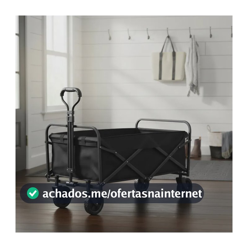 Carrinho Multiuso Para Camping Até 100kg Dobrável Cor Preto