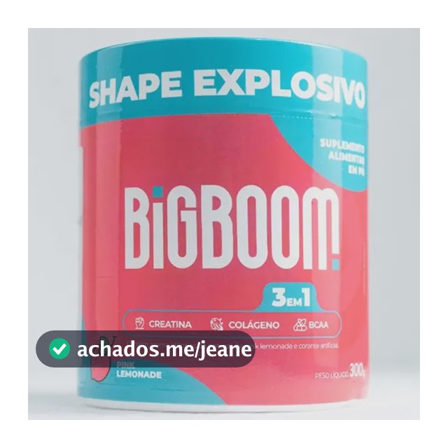 Creatina Monohidratada Big Boom 3 em 1 com BCAA e Colágeno Sabor Morango