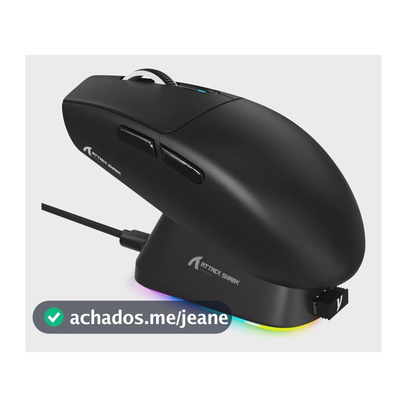 Mouse Gamer Attack Shark G3pro Sem Fio 25000 Dpi Dock Rgb Preto