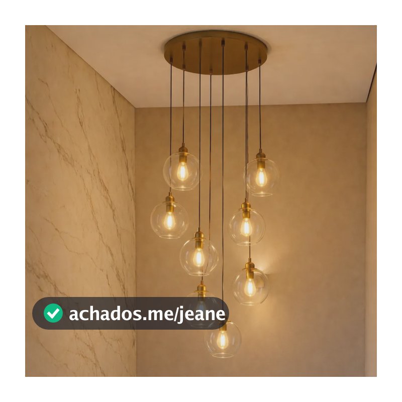 Lustre Luar Moderno Base 40 Cm Dourado P/ Pe Direito Alto 127/220v Dourado