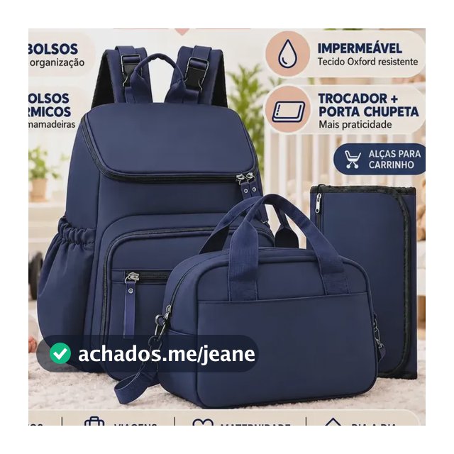 Mochila Maternidade NTESX com Trocador, Térmica e Impermeável Azul-Marinho