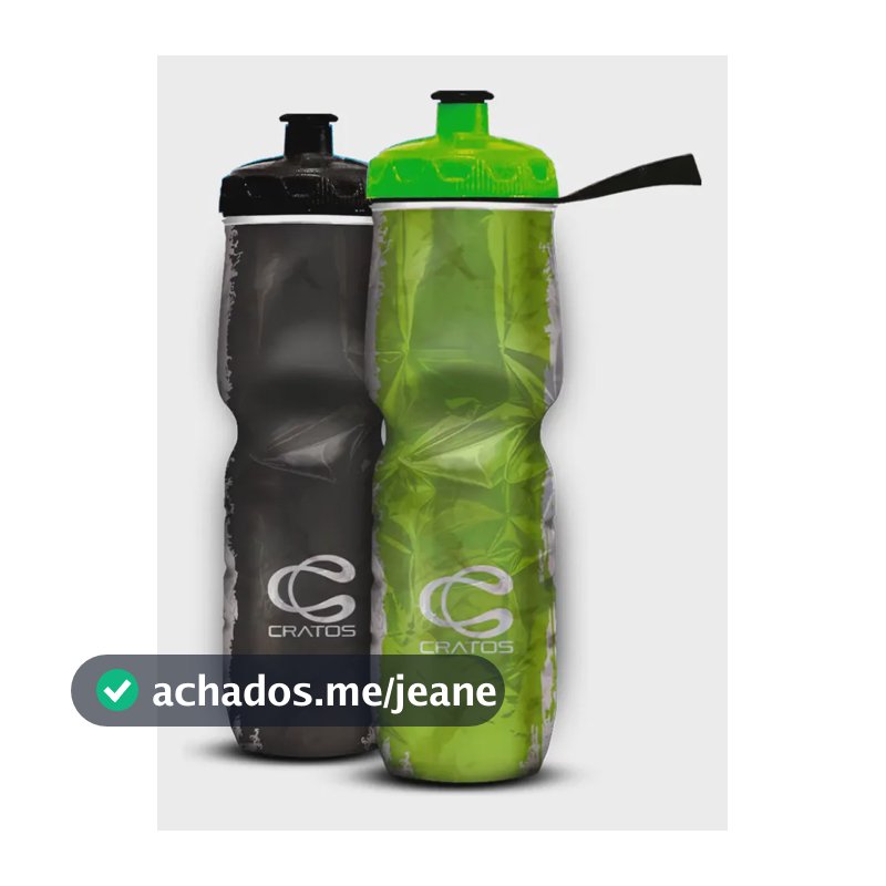 Kit 2 Garrafas Squeeze Caramanhola Térmica Cratos 710ml Bike Cinza Chumbo - Verde
