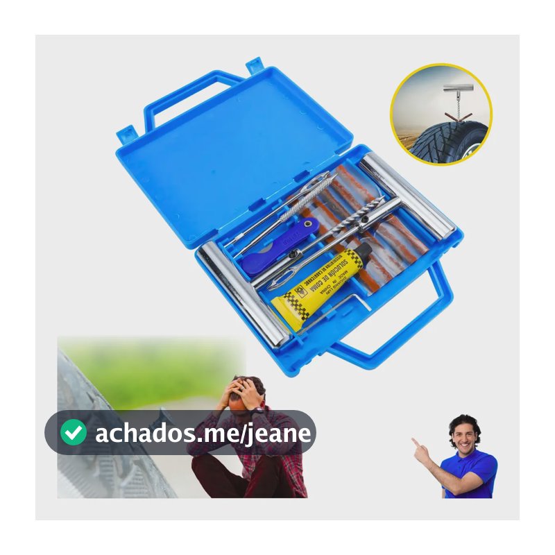 Kit Remendo Metal Reparo Macarrão Pneu Carro Moto Com Maleta