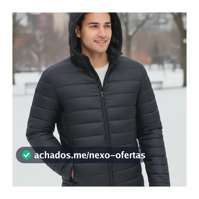 Bobojaco Masculino Impermeável Térmico Corta Vento Capuz Preto P Liso
