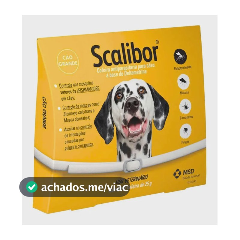 Coleira Antiparasita Scalibor 65 cm Proteção 4 Meses Pulgas e Mosquitos