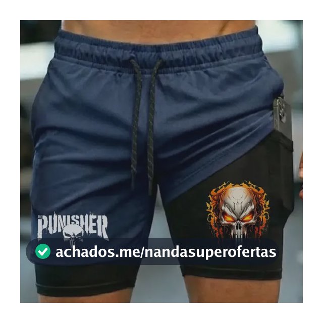 Short Dry Fit Masculino 2 Em 1 Compressão Treino Estampado