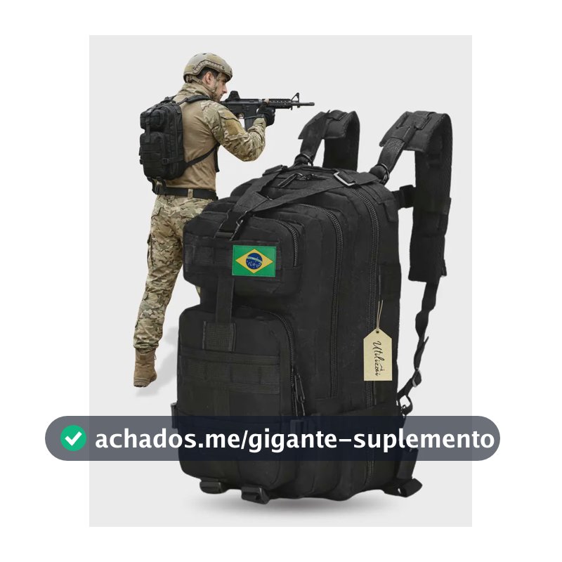 Mochila Militar Bolsa Tática Resistente 30 Litros Super Reforçada Impermeável Bandeira Brasil Brinde Utilizzei