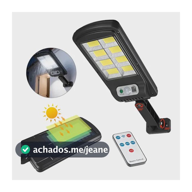 Luminária Solar Poste Parede Sensor Movimento Com Control