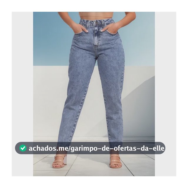 Calça Mom Jeans Feminina Cintura Alta Marmorizada