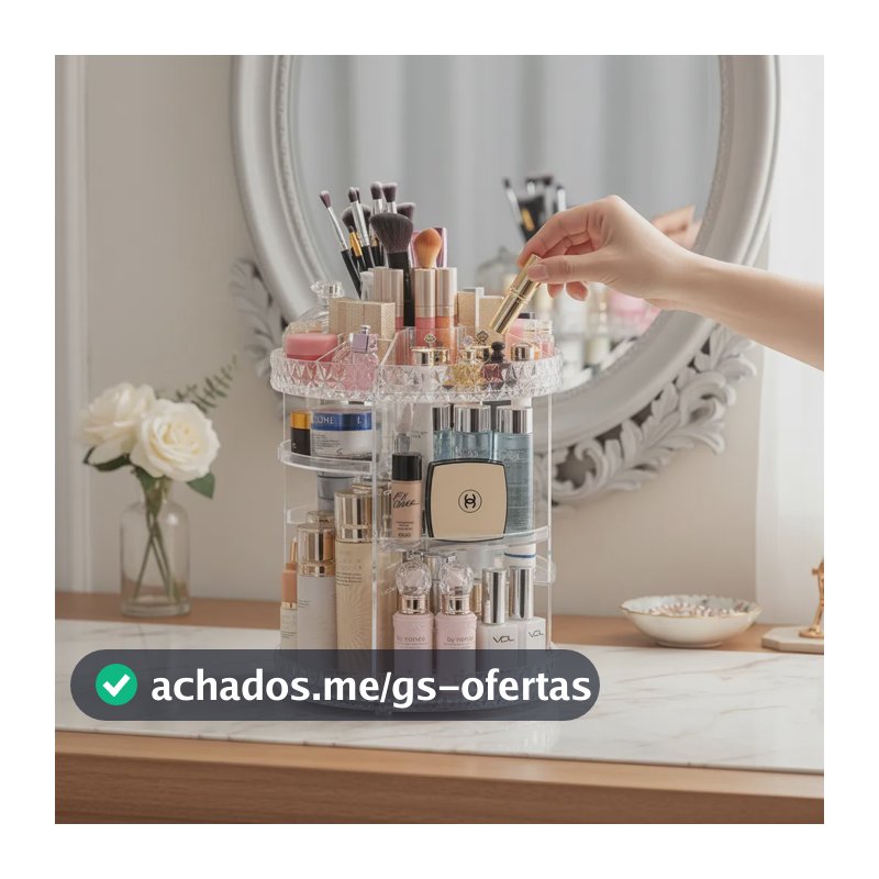 Organizador De Maquiagem Giratório 360° Em Acrílico Transparente Com Prateleiras Ajustáveis EPS-2577 Epsilon
