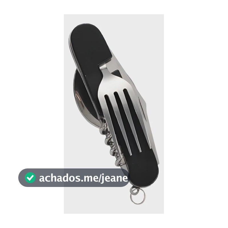 Talheres Canivete Garfo Colher Faca Sobrevivência Militar Cor Preto