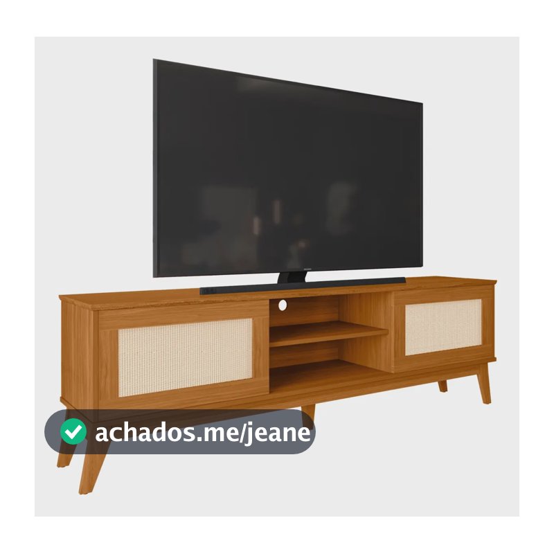 Rack EDN Cairo para TV até 65'' 1,80m com 2 Portas Rattan Cedro