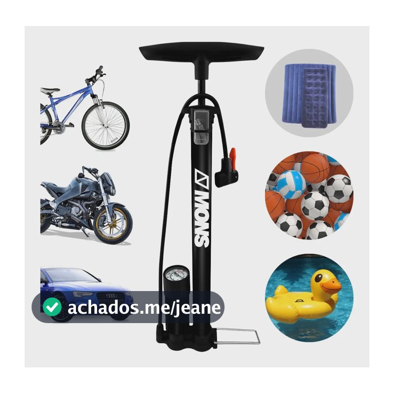 Bomba De Encher Pneu Bicicleta Carro Moto Boia Bola 160psi Cor Preto
