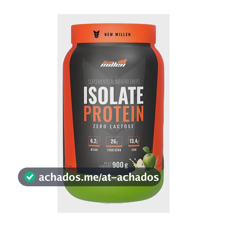 Proteina isolada Zero Lactose New Millen 900g Sabor Maça Verde