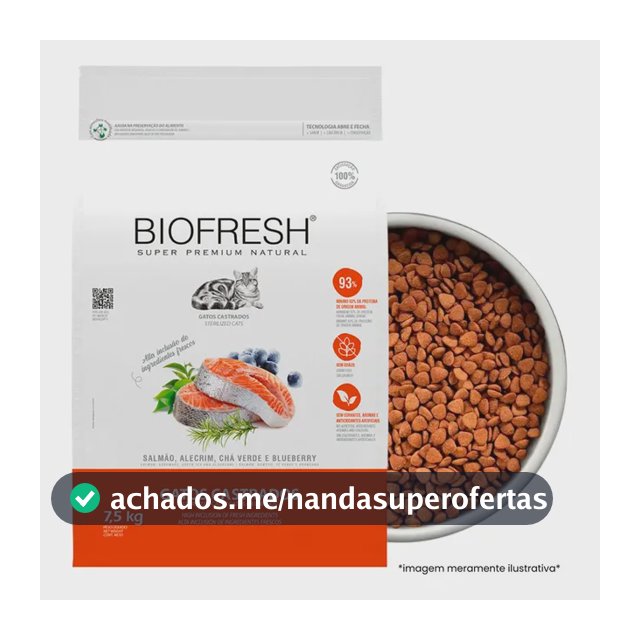Ração Biofresh Gatos Adulto Castrado Sabor Salmão 7,5kg
