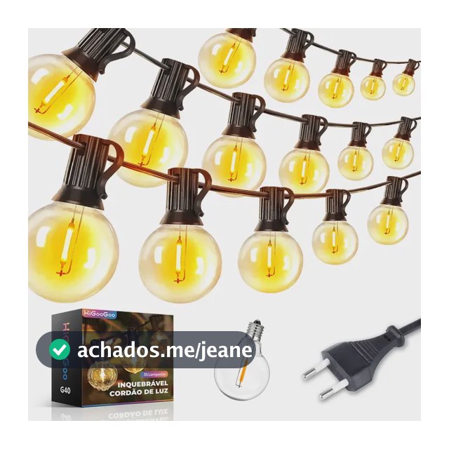 Higoogoo G40 35 Lampadas 20m Inquebrável Varal Luz De Corda 110v-35 Lâmpadas