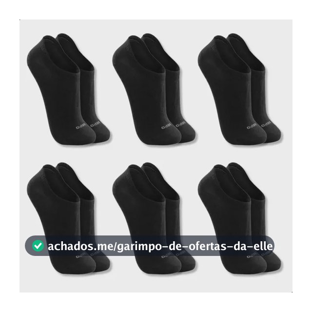 Kit 6 Pares Meias Soquete Invisível Lupo Algodão Unissex