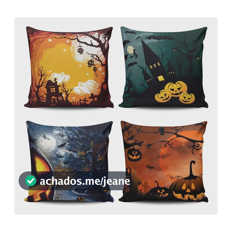 Kit 4 Capas De Almofadas Para Halloween Decoração Enfeite Amhllcastelo