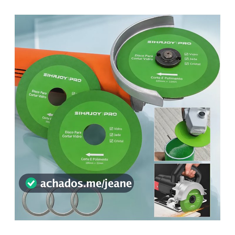 Kit 3 Discos Corte Diamantado Para Vidro Porcelanato 100mm Verde