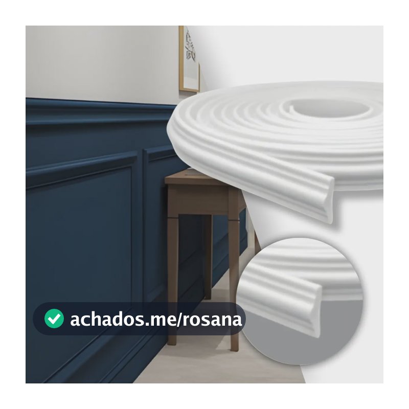 Boiserie Eva Autocolante Flexível Moldura Branco 10m X 2,8cm Branco