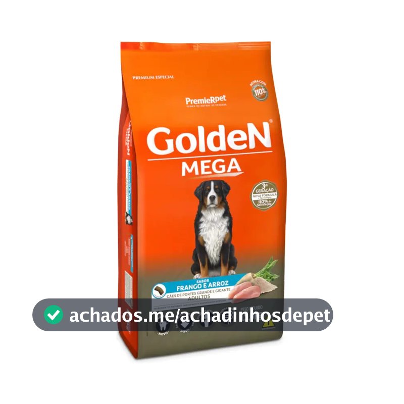 Ração Seca Golden Mega Cães Grandes Frango e Arroz 15kg