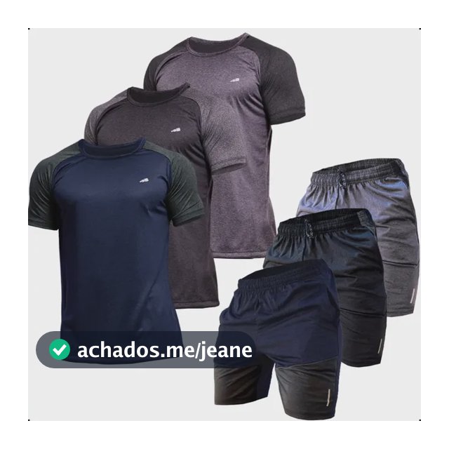 Kit 3 Conjuntos Dry Fit Masculino Academia Fitness Lisa Malh Preto+cinza+azul G