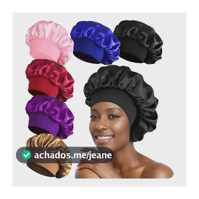 Kit 2 Toucas De Cetim Com Faixa Anti Frizz Proteção Noturna