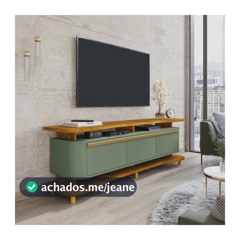 Rack Para Tv Até 75 Polegadas 180cm Pés Em Madeira Maciça