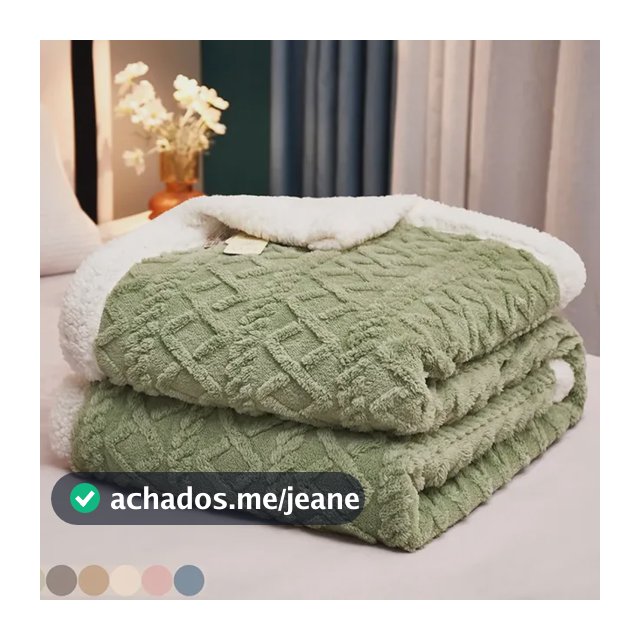 Cobertor Flannel Com Sherpa Macio Quente Verde