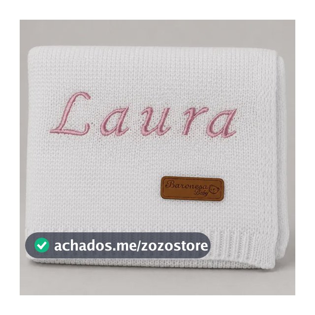 Manta Bebê Personalizada Com Nome Tricô 80x80 Presente Manta De Bebê Personalizada Branco C/ Rosa