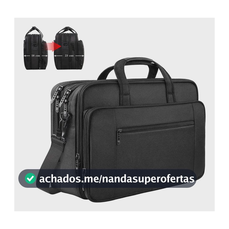 Maleta Para Notebook, Pasta Para Notebook De 17 Polegadas Masculina Executiva Portátil Expansível, Bolsa Notebook Impermeável E Acolchoada Com Alça Transversal, Mancro 1084 Preto