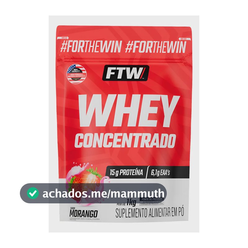 Whey Protein Concentrado 1kg Sabor Morango - Ftw