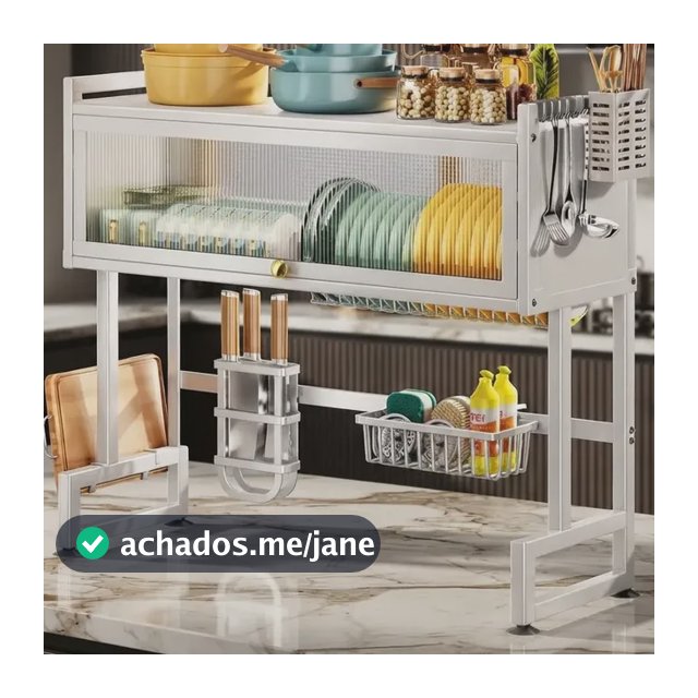 Escorredor De Pratos Louça Preto Cozinha Suspensa 65cm 18pçs Branco