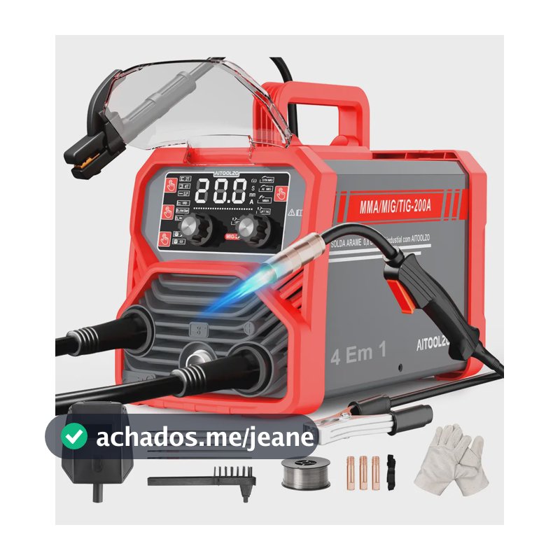 Soldadora Inversora Aitoolzo Mig/tig/mma/syn Ai 4em1 Digital Sem Gás Vermelho