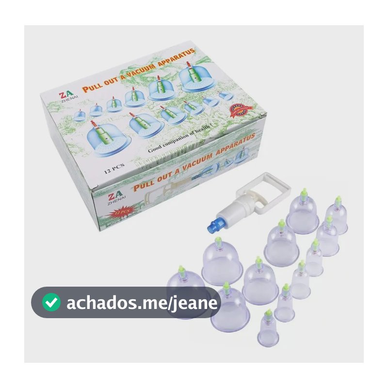 Kit 12 Ventosas Com Bomba Ventosaterapia Massoterapia Chines