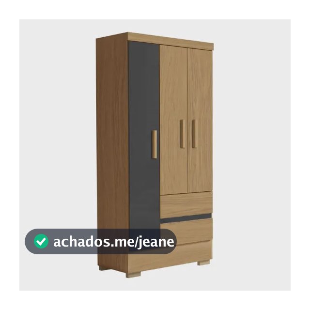 Guarda Roupas Solteiro 3 Portas 2 Gavetas Coimbra Cor Atacama Grafite Aramóveis