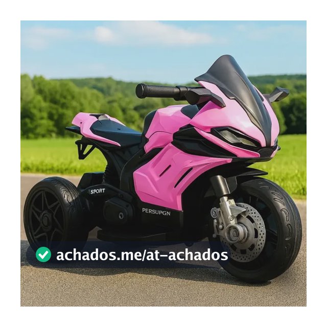 Mini Moto Elétrica Infantil Brinq Kids Rosa 6V Com Luzes E Buzina