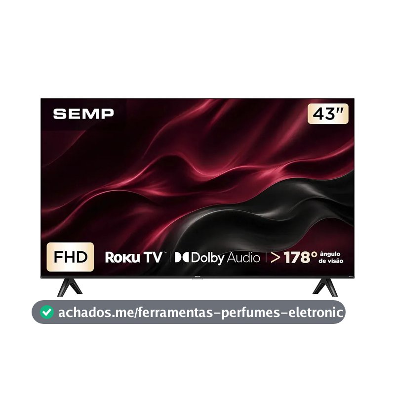 Smart Tv Semp 43 Polegadas Led Full Hd S42r Roku Tv Wi-Fi Dolby Audio Brilho Até 240 Nits 43s42r