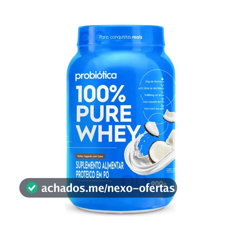 Suplemento Whey Concentrado Probiótica 100% Pure Whey sabor iogurte com coco x 900g