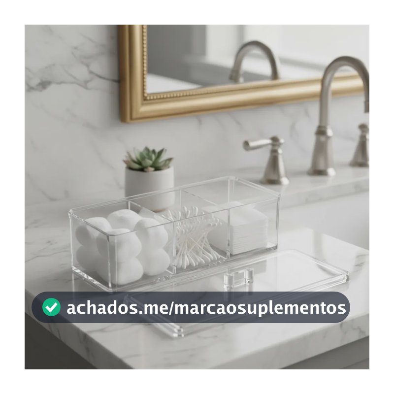 Organizador Acrílico Porta Algodão Cotonete Maquiagem Tampa Transparente
