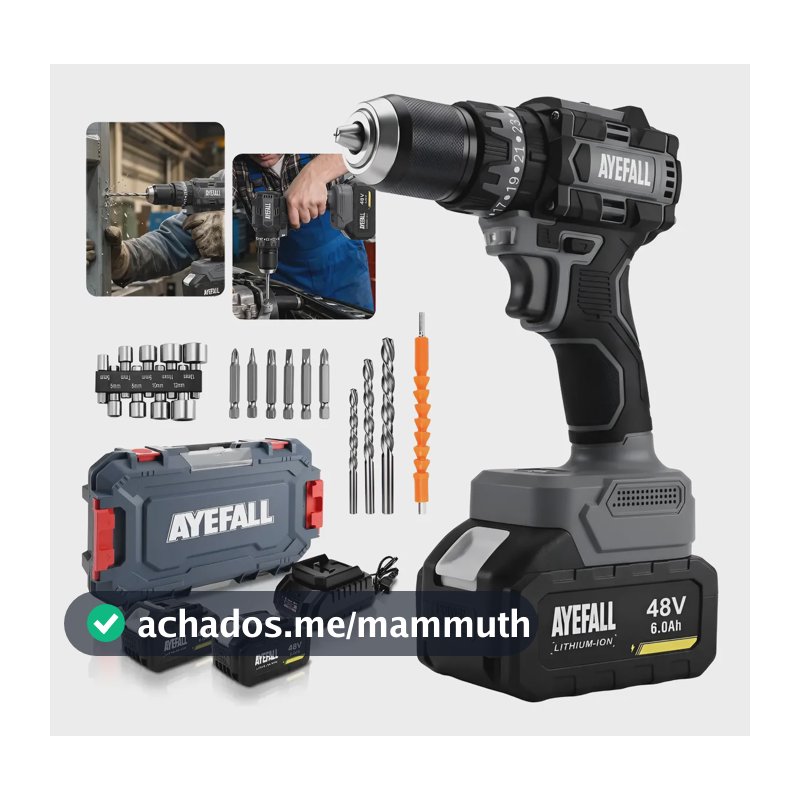 Furadeira Parafusadeira De Impacto 48v Brushless Com Caixa Cinza 127/220v
