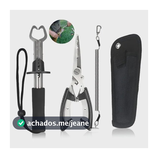 Kit Pesca Alicate Contenção Peixe + Alicate Bico Saca Preto