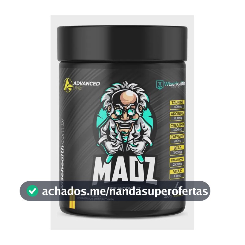 Pré Treino Madz 250g - Fórmula Exclusiva - Wisehealth Sabor Frutas tropicais